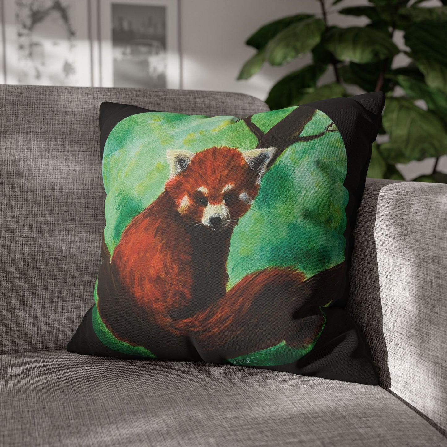 Red Panda Square Pillowcase